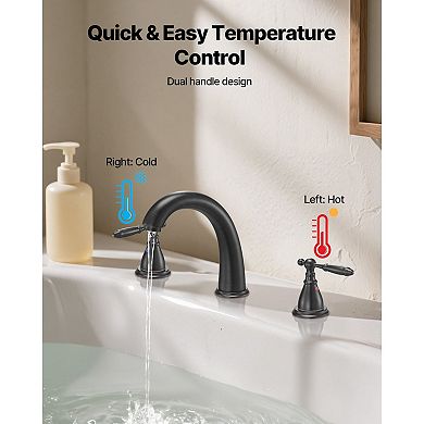 Deck-Mount Roman Tub Faucet with Drip-Resistant Valve and Ergonomic Handles - Bronze