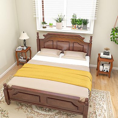 Gymax 2-Tier Square End Table Set of 2 Narrow Sofa Side Nightstand w/ Storage Shelf