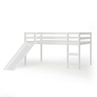 Gymax Loft Bed with Slide Wood Low Sturdy Loft Bed Bedroom​