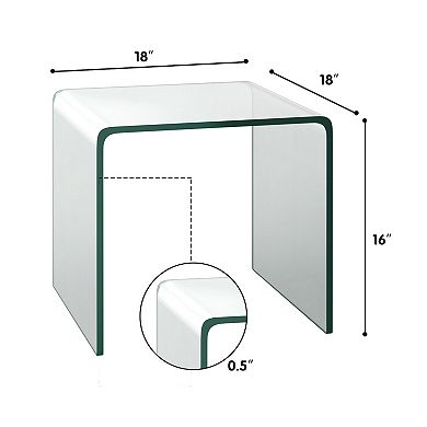 Gymax Tempered Glass End Table Transparent Sofa Side Accent Table Living Room