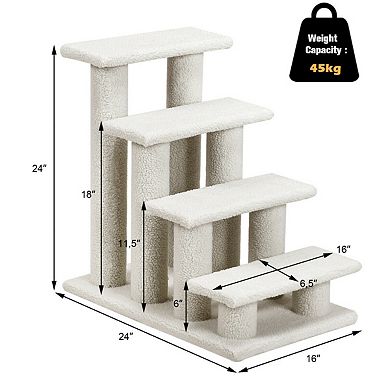 Gymax 4-Step Pet Stairs Carpeted Ladder Ramp Scratching Post Cat Tree Climber