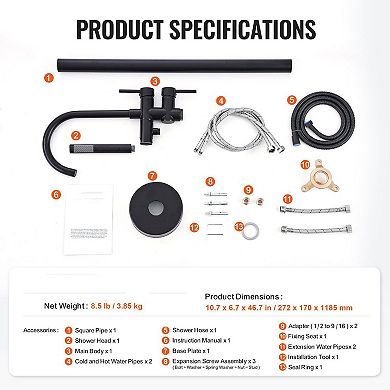 Freestanding Bathtub Faucet with Dual Handles, Handheld Shower, and Waterfall Spout