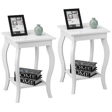 Gymax Set of 2 Accent Side Table Sofa End Table Night stand Coffee Table w/ Shelf