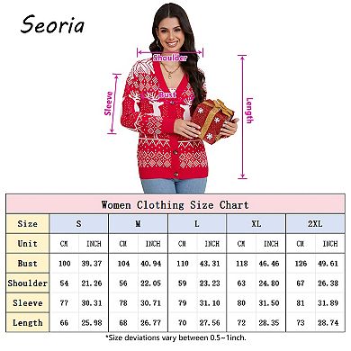 Women's Christmas Ugly Sweater Button Down Open Front Ribbed Kint Long Sleeve Cardigan