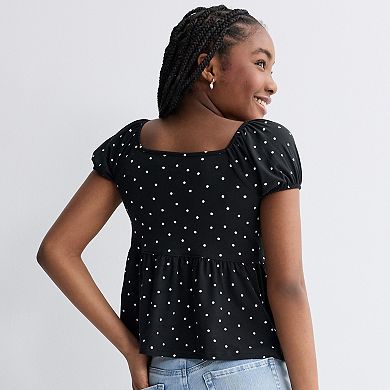 Girls 6-20 SO® Short Sleeve Babydoll Top in Regular & Plus Size