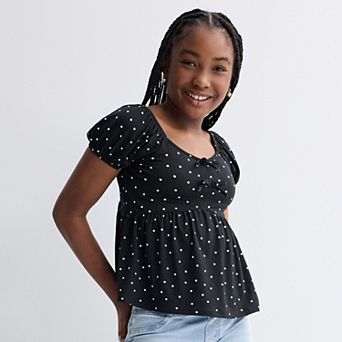 Girls 6-20 SO® Short Sleeve Babydoll Top in Regular & Plus Size