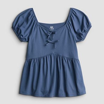 Girls 6-20 SO® Short Sleeve Babydoll Top in Regular & Plus Size