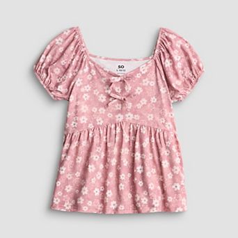 Girls 6-20 SO® Short Sleeve Babydoll Top in Regular & Plus Size