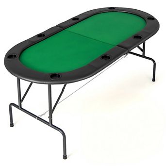 8 Players Texas Holdem Foldable Poker Table-Green