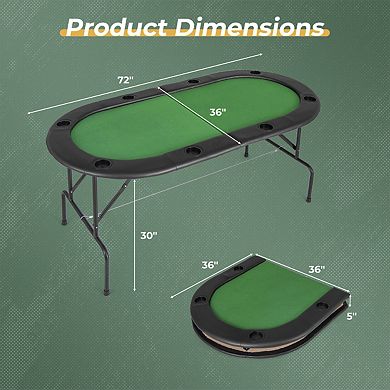 8 Players Texas Holdem Foldable Poker Table-Green