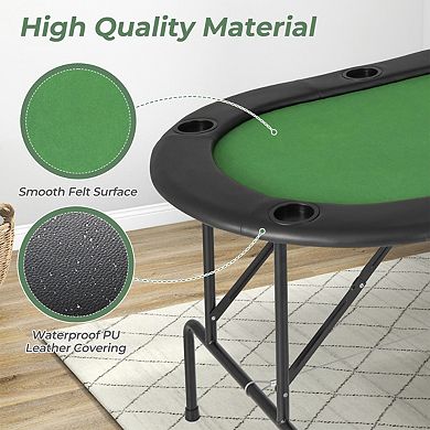 8 Players Texas Holdem Foldable Poker Table-Green
