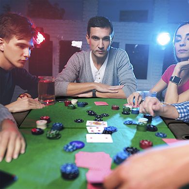 8 Players Texas Holdem Foldable Poker Table-Green