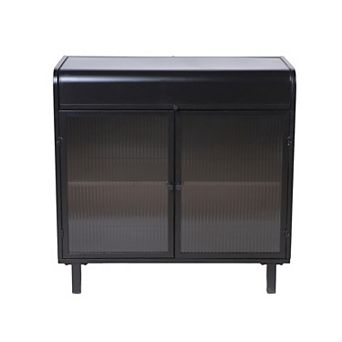 Glass Doors Sideboard Buffet Cabinet with Flip Top