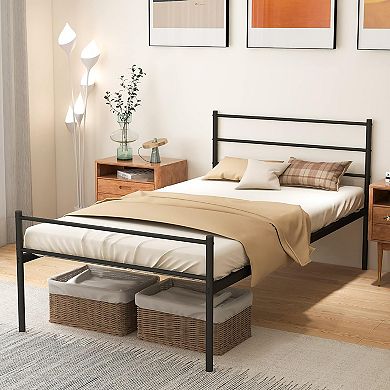 Gymax Metal Bed Frame Platform Mattress Foundation W/ Headboard​