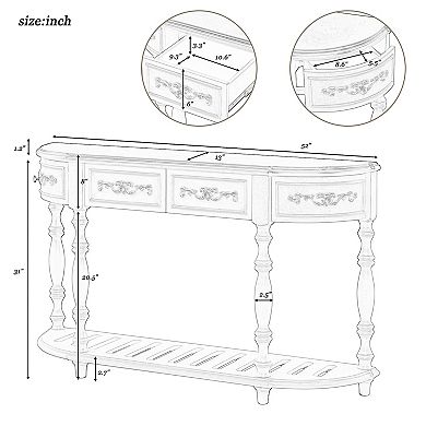 Mid-century Curved Console Table Sofa Table Entryway Table