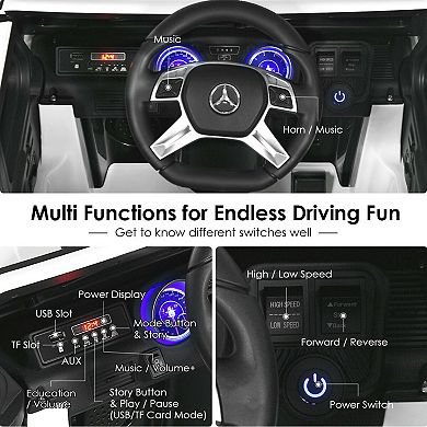 Gymax 12V Licensed Mercedes-Benz Kids Ride On Car RC Motorized Vehicles w/ Trunk