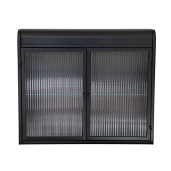 Wall-Mounted Metal Storage Cabinet with Tempered Glass Doors