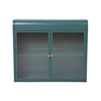 Wall-Mounted Metal Storage Cabinet with Tempered Glass Doors