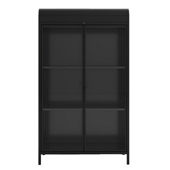 4 tier Metal Storage Cabinet with Glass Doors and Flip-Top