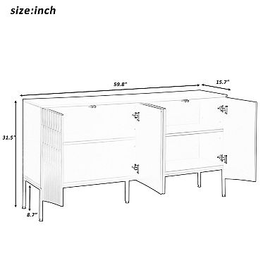 Modern Arched Groove Design Sideboard