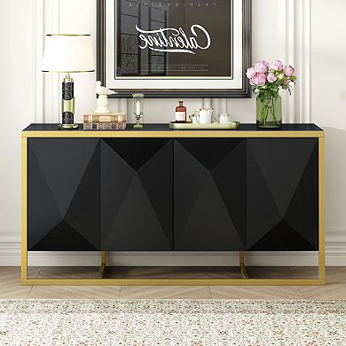 Modern 4-Door Sideboard with Unique Metal Legs