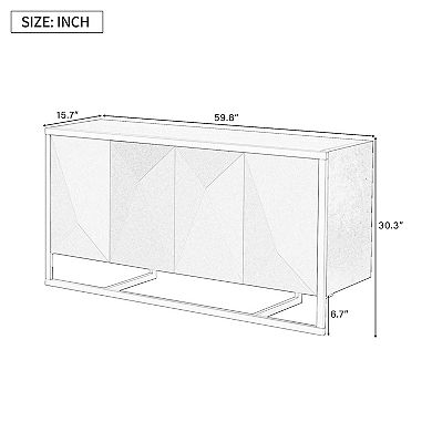 Modern 4-Door Sideboard with Unique Metal Legs