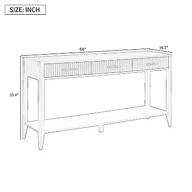 Painted Console Table with 3 Drawers