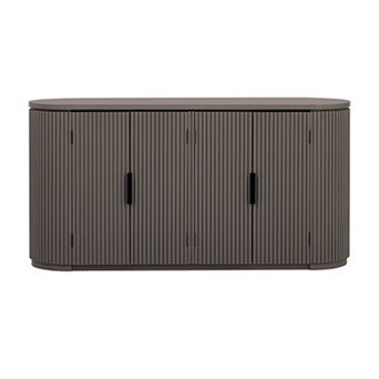 Striped 4-Door Storage Sideboard with Metal Handles