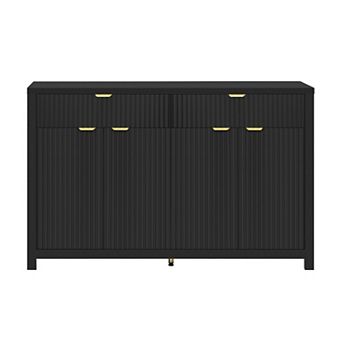 Black 4-Doors Sideboard Cabinet with 2 Drawers