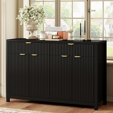 Black 4-Doors Sideboard Cabinet with 2 Drawers