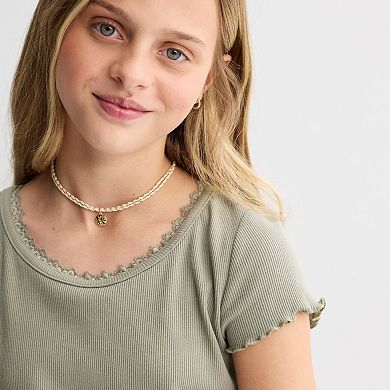 Girls 6-20 SO® Short Sleeve Lace Trim Tee in Regular & Plus Size