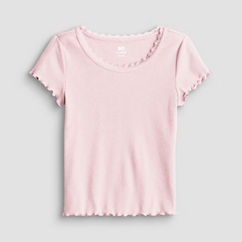 Girls 6-20 SO® Short Sleeve Lace Trim Tee in Regular & Plus Size
