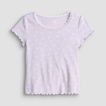 Girls 6-20 SO® Short Sleeve Lace Trim Tee in Regular & Plus Size