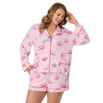 Plus Size Beauty Sleep Social Long Sleeve Pajama Top & Pajama Shorts Set