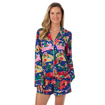 Women's Beauty Sleep Social Long Sleeve Pajama Top & Pajama Shorts Set