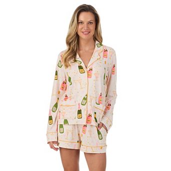 Women's Beauty Sleep Social Long Sleeve Pajama Top & Pajama Shorts Set