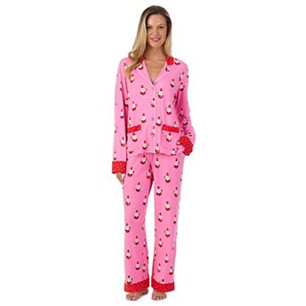 Women's Beauty Sleep Social Long Sleeve Pajama Top & Pajama Bottoms Set