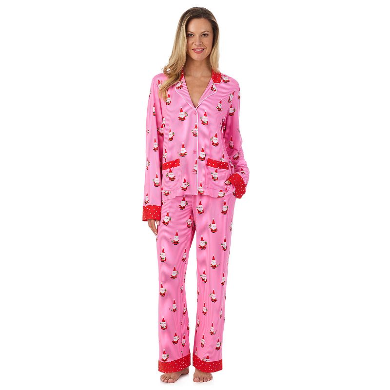 Women's Beauty Sleep Social Long Sleeve Pajama Top & Pajama Bottoms Set,
