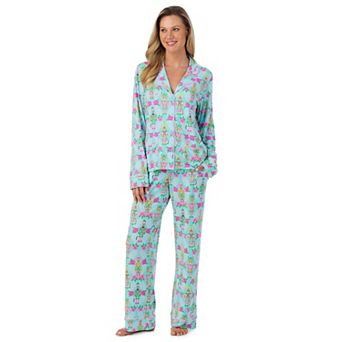 Women's Beauty Sleep Social Long Sleeve Pajama Top & Pajama Bottoms Set