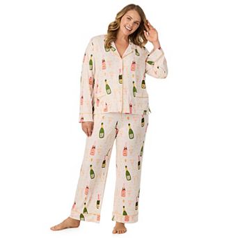 Plus Size Beauty Sleep Social Long Sleeve Pajama Top & Pajama Bottoms Set