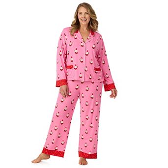 Plus Size Beauty Sleep Social Long Sleeve Pajama Top & Pajama Bottoms Set