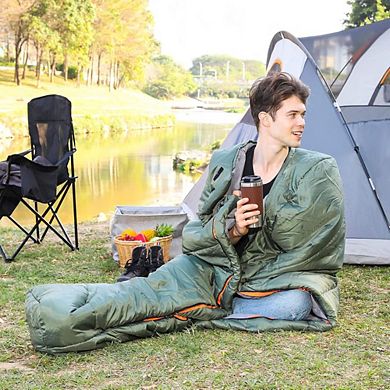 20°F Mummy Sleeping Bag, 82" x 33", Cold Weather, Olive Green