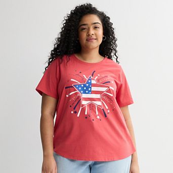 Women's Plus Missy Plus Americana Short Sleeve Graphic Tee