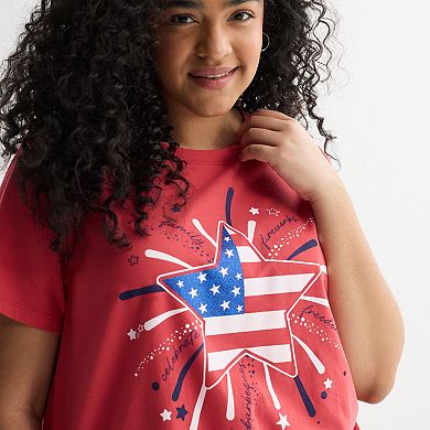 Women's Plus Missy Plus Americana Short Sleeve Graphic Tee