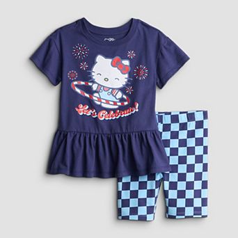 Girls Hello Kitty 2 pc Peplum Tee & Shorts Set