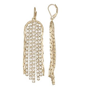 Nine West Gold-Tone Crystal Chandelier Earrings