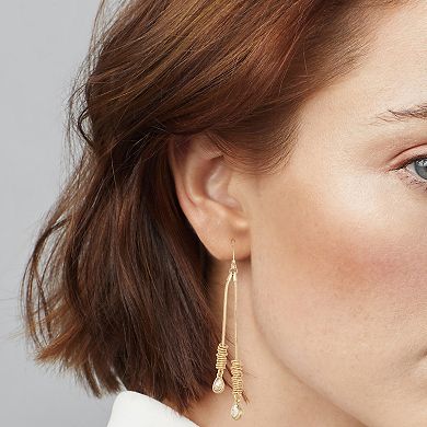 Nine West Gold-Tone Lab-Created Crystal Linear Drop Earrings