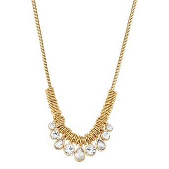 Nine West Gold-Tone Crystal Frontal Necklace
