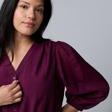 Plus Size Simply Vera Vera Wang Drawcord Waist Top
