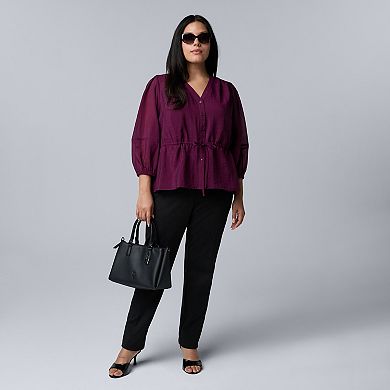 Plus Size Simply Vera Vera Wang Drawcord Waist Top